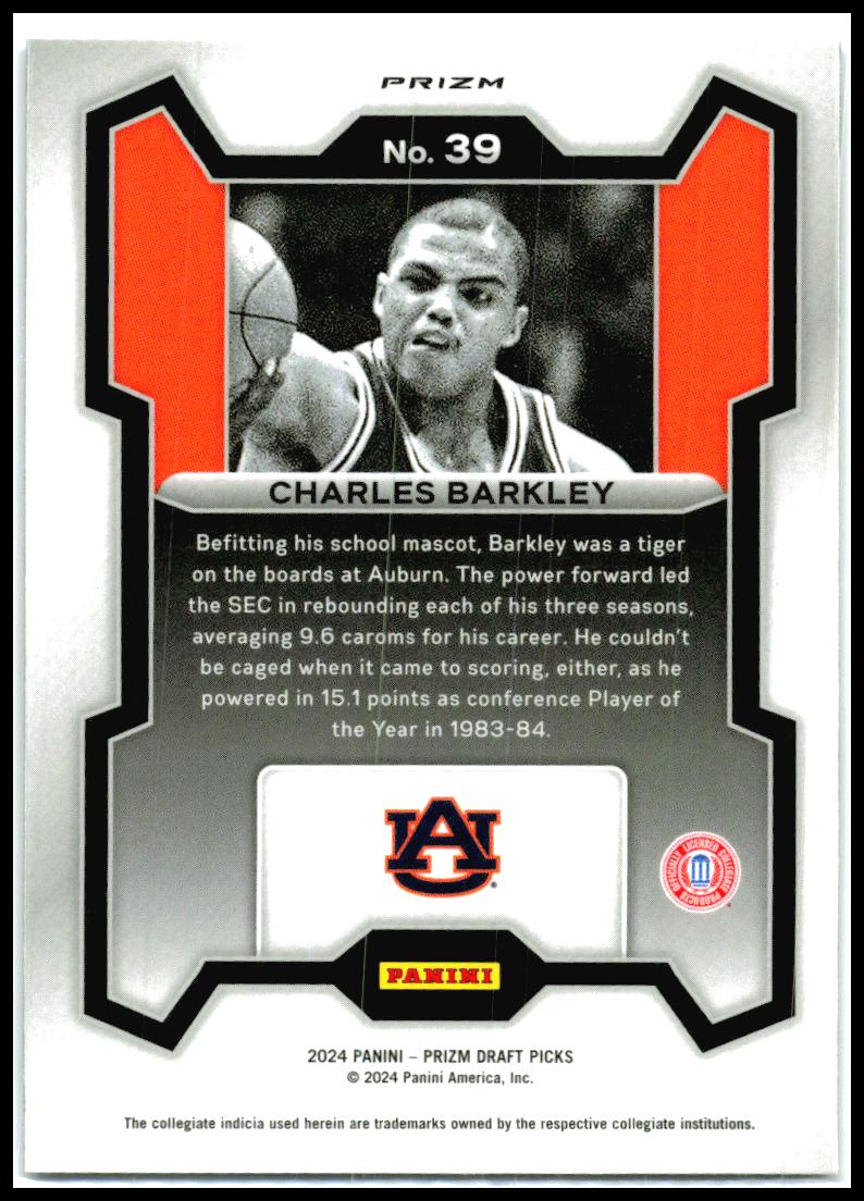 2024 Panini Prizm Draft Picks Prizms Purple Wave #39 Charles Barkley Suns