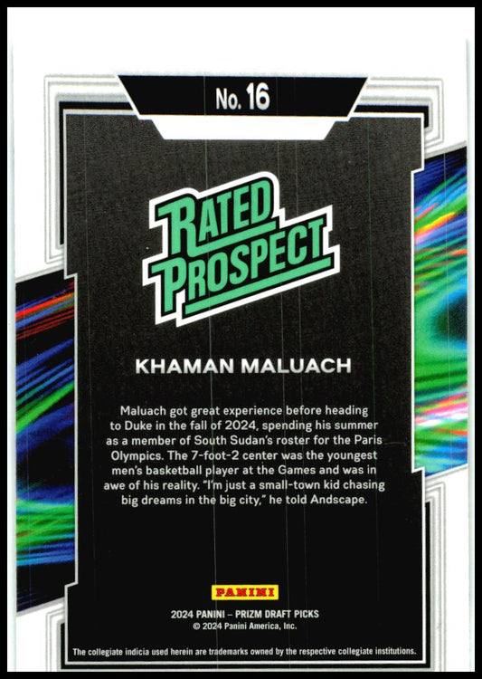2024 Panini Prizm Draft Picks Rated Prospect #16 Khaman Maluach Suns