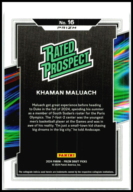 2024 Panini Prizm Draft Picks Red Ice #16 Khaman Maluach
