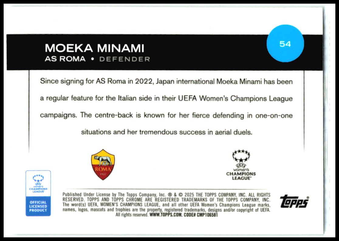 2024-25 Topps Chrome UEFA Women's Champions League #54 Moeka Minami Roma Women
