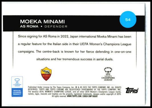 2024-25 Topps Chrome UEFA Women's Champions League #54 Moeka Minami Roma Women