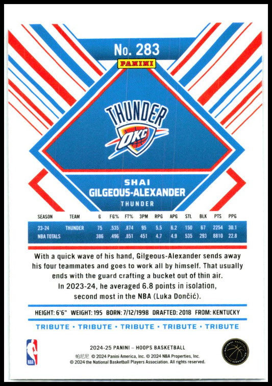 2024-25 Hoops Premium #283 Shai Gilgeous-Alexander Oklahoma City Thunder