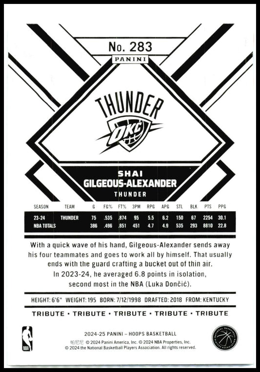 2024-25 Hoops #283 Shai Gilgeous-Alexander Oklahoma City Thunder