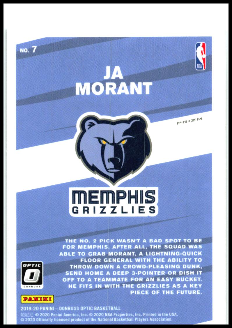 2019-20 Donruss Optic My House! Holo #7 Ja Morant Memphis Grizzlies