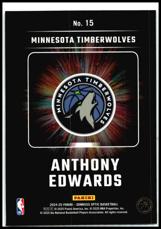 2024-25 Donruss Optic Lights Out #15 Anthony Edwards Minnesota Timberwolves