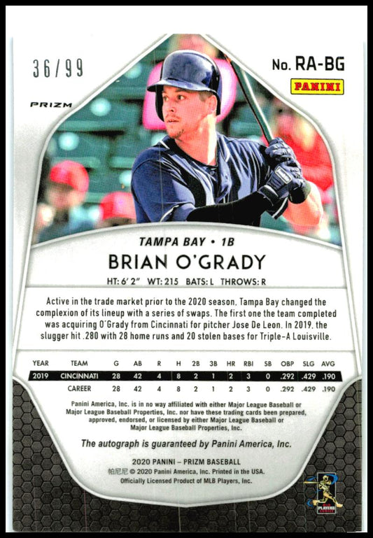 2020 Panini Prizm Rookie Autographsa Blue Prizm #RA-BG Brian O'Grady Auto Rays