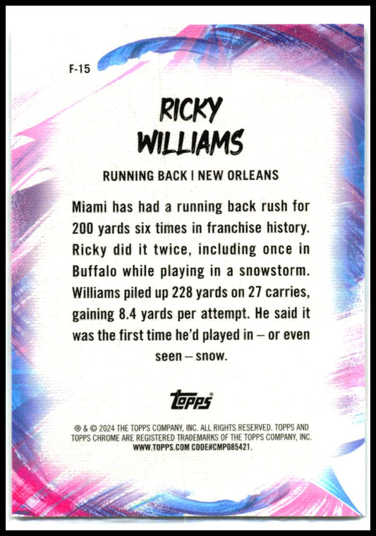 2024 Topps Chrome Finesse #F-15 Ricky Williams New Orleans Saints