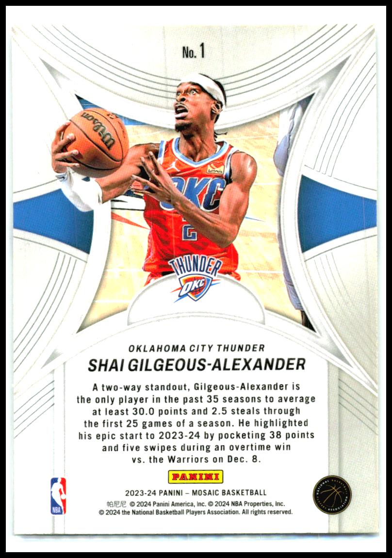 2023-24 Panini Mosaic Epic Performers #1 Shai Gilgeous-Alexander Thunder