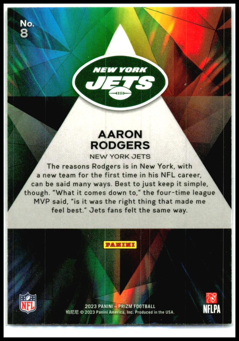 2023 Panini Prizm Prizmatic #8 Aaron Rodgers New York Jets