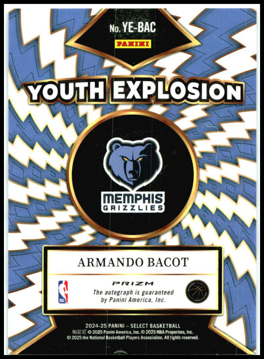 2024-25 Select Youth Explosion Signatures Holo #YE-BAC Armando Bacot Auto