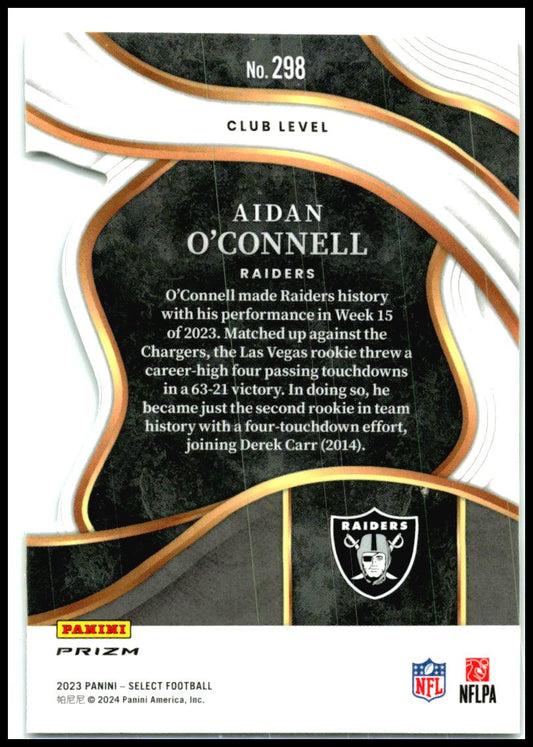 2023 Select Red and Yellow Prizms Die Cuts #298 Aidan O'Connell Rookie Raiders
