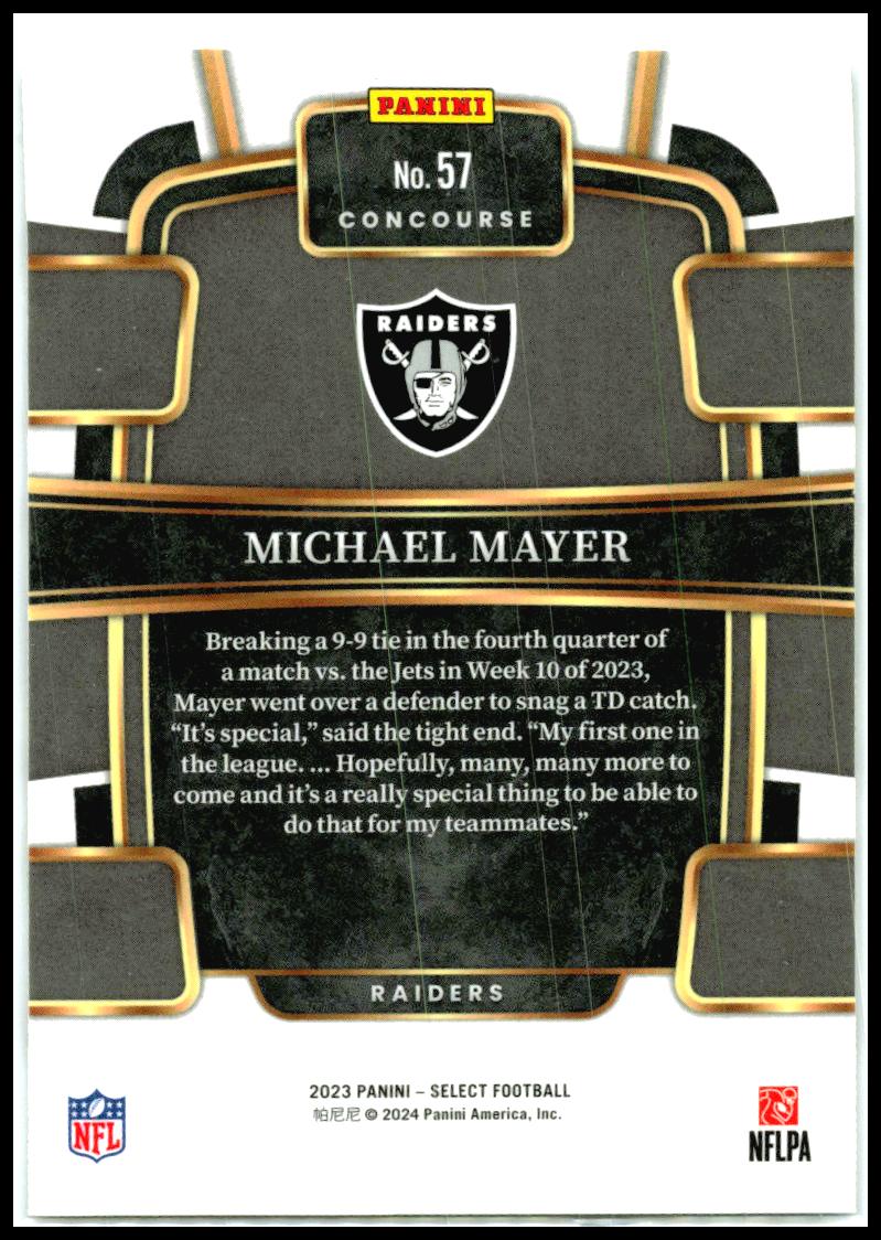 2023 Panini Select #57 Michael Mayer Las Vegas Raiders
