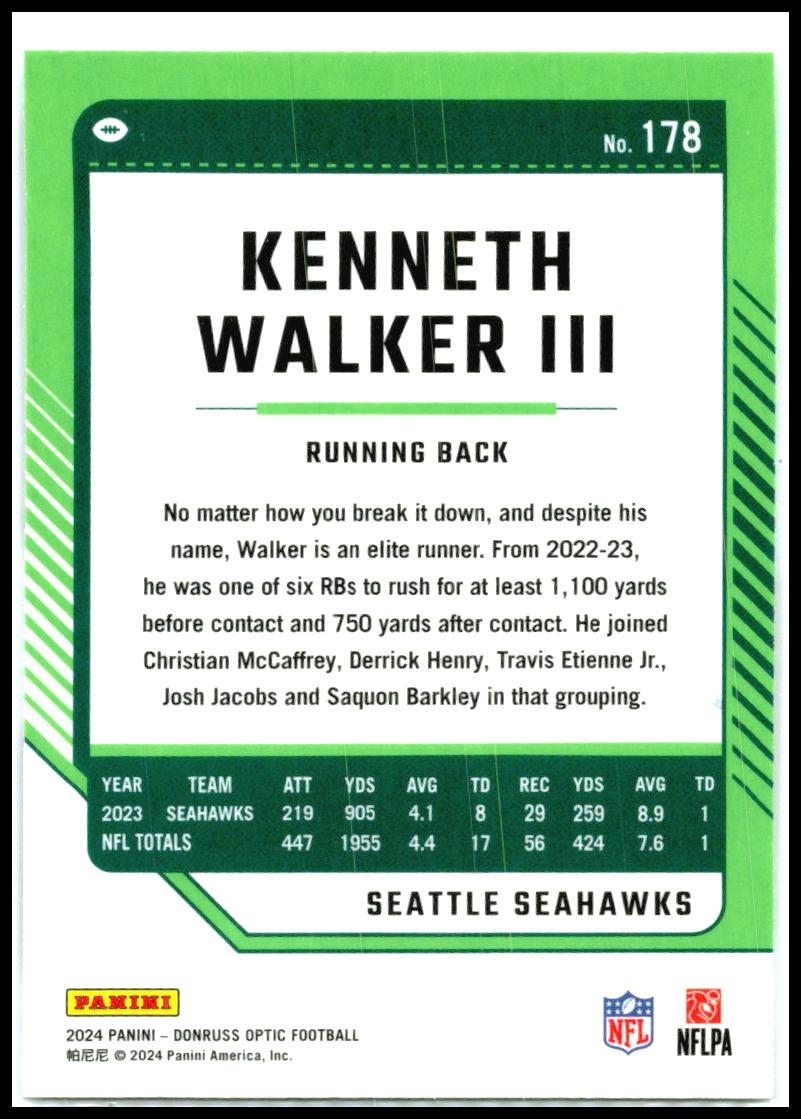2024 Donruss Optic #178 Kenneth Walker III Seattle Seahawks