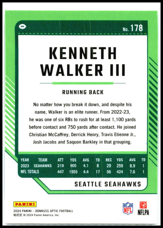 2024 Donruss Optic #178 Kenneth Walker III Seattle Seahawks