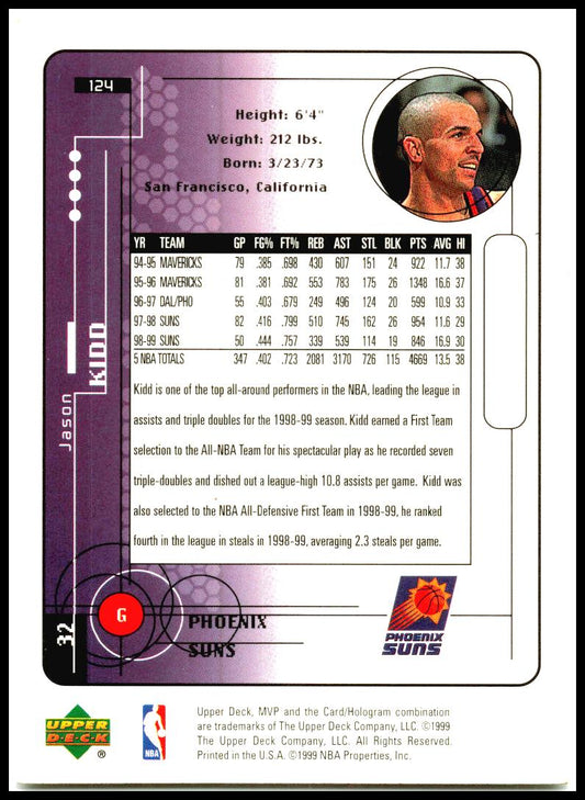 1999-00 Upper Deck MVP #124 Jason Kidd Phoenix Suns