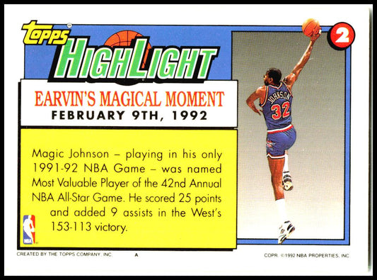 1992-93 Topps #2 Magic Johnson Los Angeles Lakers
