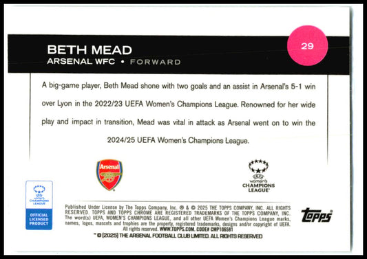 2024-25 Topps Chrome UEFA Women's Champions League #29 Beth Mead Arsenal W.F.C.