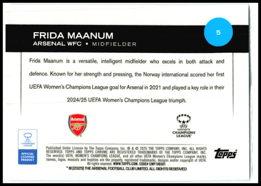 2024-25 Topps Chrome UEFA Women's #5 Frida Maanum Arsenal W.F.C.