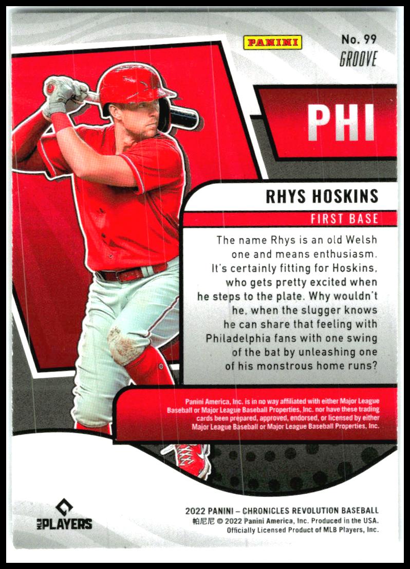 2022 Panini Chronicles Revolution Groove #99 Rhys Hoskins Philadelphia Phillies