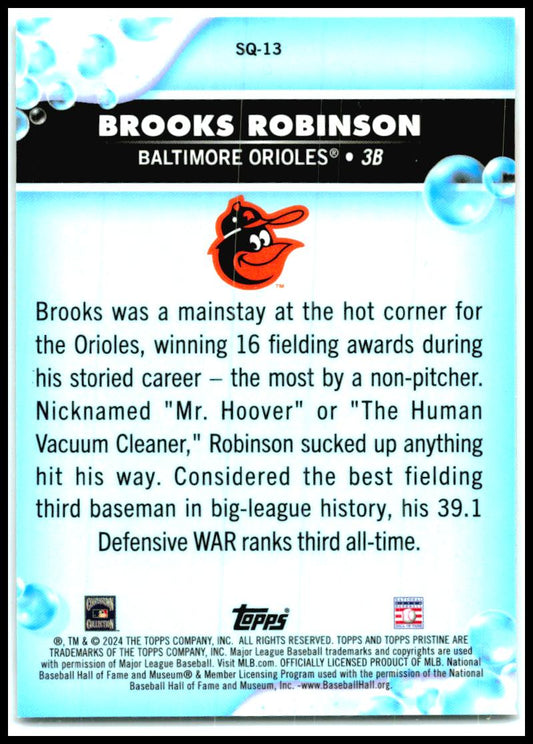 2024 Topps Pristine Squeaky Clean #SQ-13 Brooks Robinson Baltimore Orioles