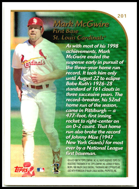 1999 Topps #201 Mark McGwire St. Louis Cardinals