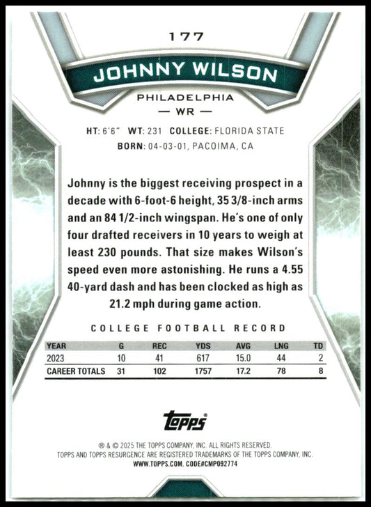 2024 Topps Resurgence #177 Johnny Wilson Rookie Philadelphia Eagles