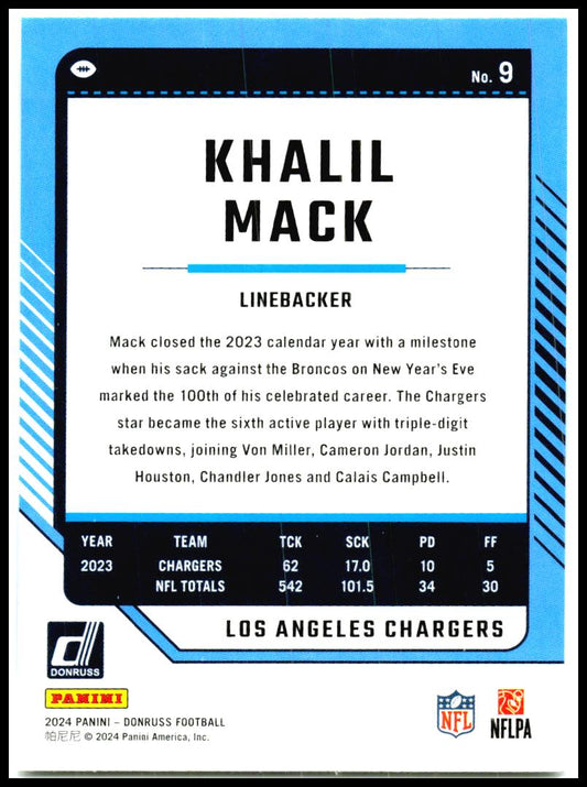 2024 Donruss #9 Khalil Mack Los Angeles Chargers