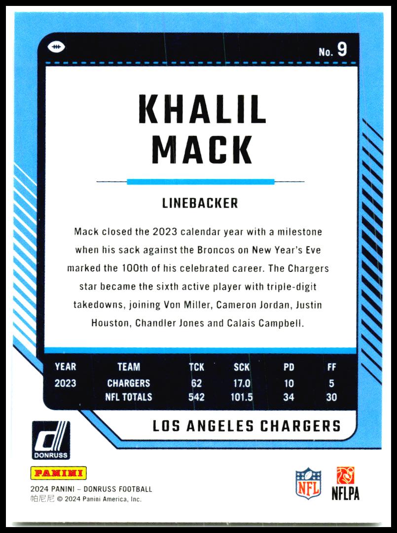 2024 Donruss #9 Khalil Mack Los Angeles Chargers