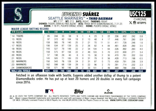 2025 Topps Chrome Update #USC125 Eugenio Suárez Seattle Mariners