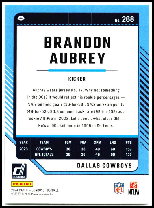 2024 Donruss #268 Brandon Aubrey Dallas Cowboys