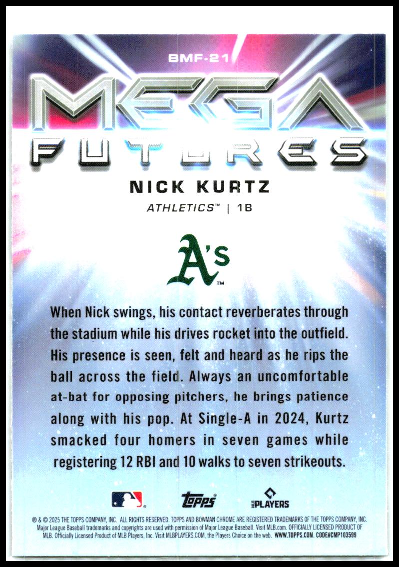 2025 Bowman Mega Futures #BMF-21 Nick Kurtz Athletics