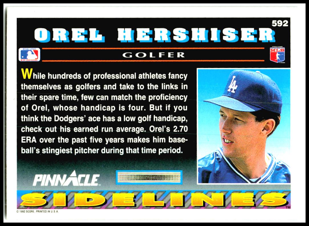 1992 Pinnacle #592 Orel Hershiser Los Angeles Dodgers