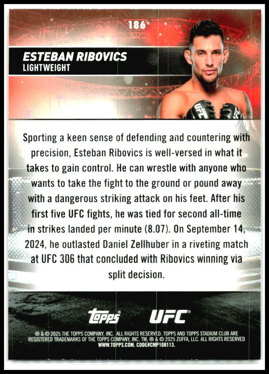 2025 Stadium Club UFC Orange Foil #186 Esteban Ribovics Rookie
