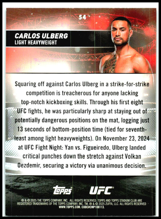 2025 Stadium Club UFC Teal Foil #54 Carlos Ulberg