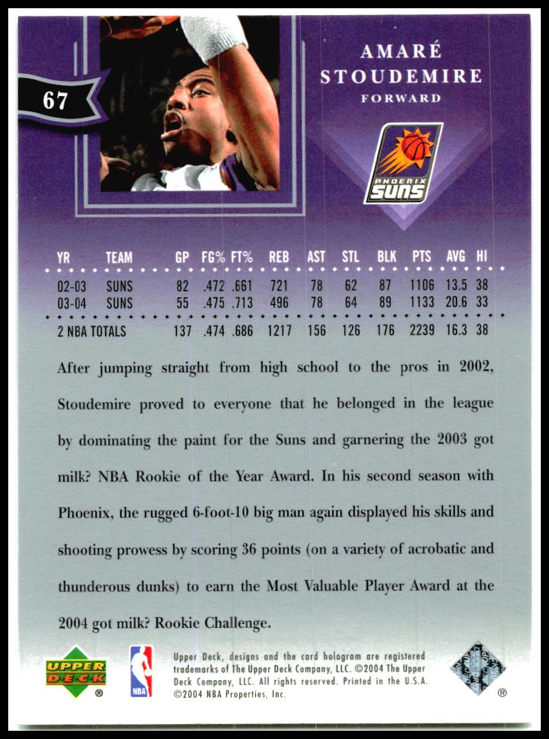 2004-05 Upper Deck All-Star Lineup #67 Amare Stoudemire Phoenix Suns