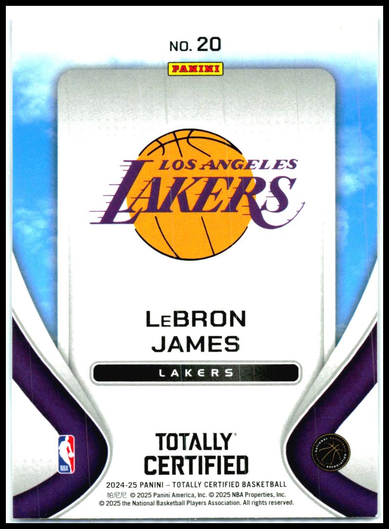 2024-25 Panini Totally Certified Franchise Foundations #20 LeBron James Lakers