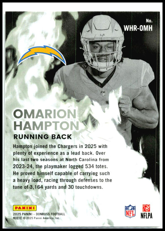 2025 Donruss White Hot Rookies #WHR-OMH Omarion Hampton Los Angeles Chargers