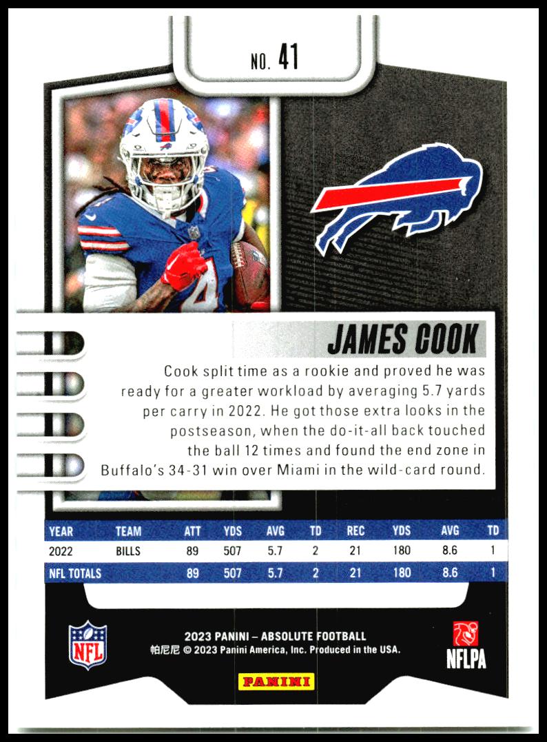 2023 Panini Absolute #41 James Cook Auto Buffalo Bills