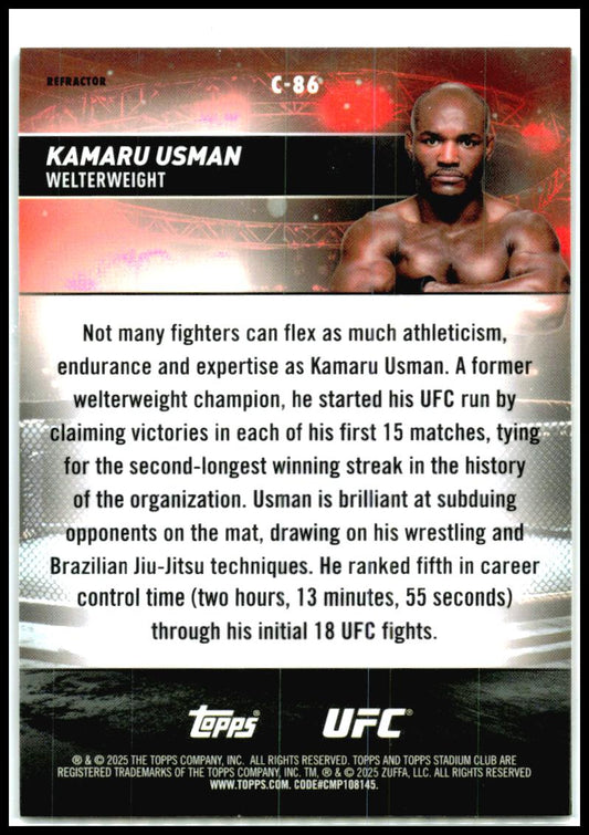 2025 Topps Stadium Club Chrome UFC Refractor #C-896 Kamaru Usman