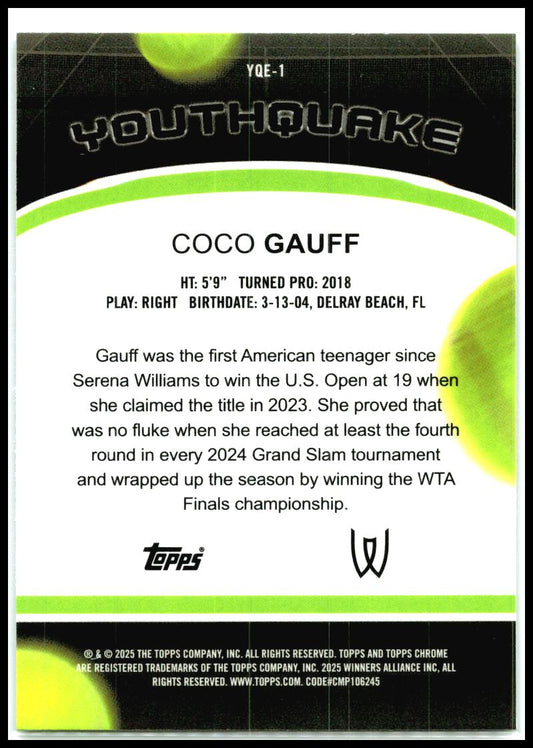 2025 Topps Chrome Youthquake #YQE-1 Coco Gauff