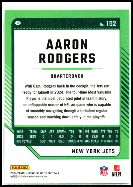 2024 Donruss Optic #152 Aaron Rodgers New York Jets