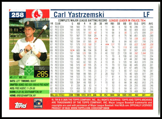 2025 Topps Archives #258 Carl Yastrzemski Boston Red Sox