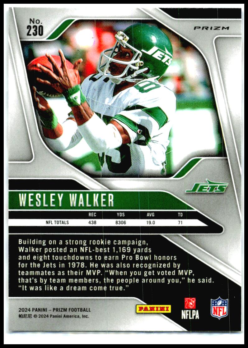 2024 Panini Prizm Red White and Blue #230 Wesley Walker New York Jets