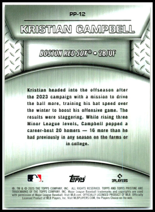 2025 Topps Pristine Plated & Polished Orange /25 #PP-12 Kristian Campbell Rookie