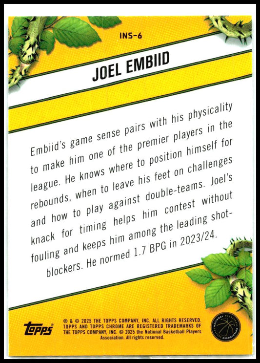 2024-25 Topps Chrome - Instinct #INS-6 Joel Embiid Philadelphia 76ers