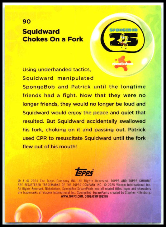 2025 Topps Chrome SpongeBob SquarePants Kelp Green #90 Chokes On a Fork