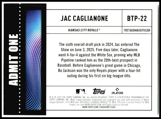 2026 Topps Big Ticket Players #BTP-22 Jac Caglianone Kansas City Royals