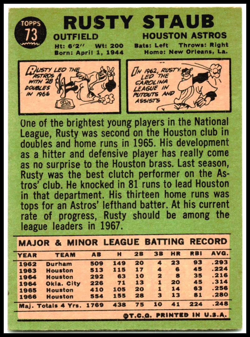 1967 Topps #73 Rusty Staub Houston Astros