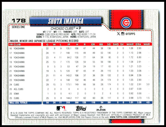 2026 Topps Holiday Polka Dots Green / Pink #178 Shota Imanaga Chicago Cubs