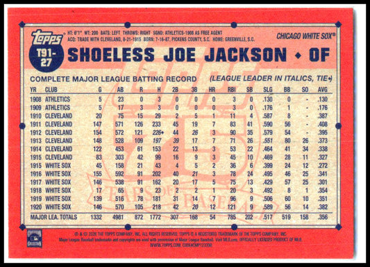 2026 Topps 1991 Topps 35th Anniversary #T91-27 Shoeless Joe Jackson White Sox